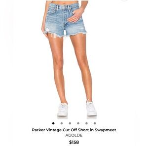 AGOLDE Parker Frayed Hem High-Rise Denim Shorts - Light Blue